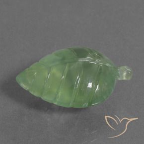 8.35 ct Green Prehnite Stone, Natural Prehnite in Carved Leaf Shape for Sale