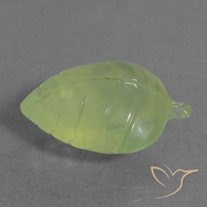 11.59 ct Green Prehnite Stone, Natural Prehnite in Carved Leaf Shape for Sale