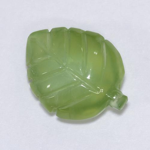 6.66 ct Green Prehnite Stone, Natural Prehnite in Carved Leaf Shape for Sale