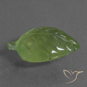 7.78 ct Green Prehnite Stone, Natural Prehnite in Carved Leaf Shape for Sale