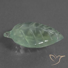 8.54 ct Green Prehnite Stone, Natural Prehnite in Carved Leaf Shape for Sale