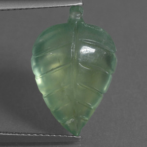 8.78 ct Green Prehnite Gemstone, Prehnite Gem in Carved Leaf Shape for Sale.