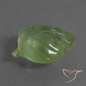 8.63 ct Green Prehnite Stone, Natural Prehnite in Carved Leaf Shape for Sale