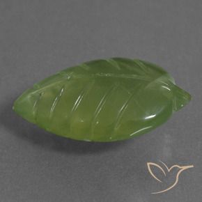10.07 ct Green Prehnite Stone, Natural Prehnite in Carved Leaf Shape for Sale