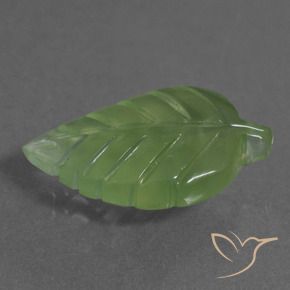 8.22 ct Green Prehnite Stone, Natural Prehnite in Carved Leaf Shape for Sale