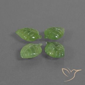 18.63 ctw Green Prehnite Stones, Natural Prehnite in Carved Leaf Shape for Sale