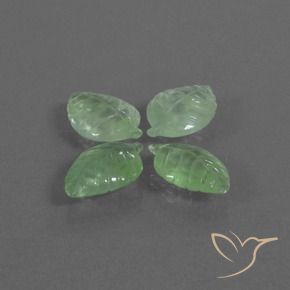 19.75 ctw Green Prehnite Stones, Natural Prehnite in Carved Leaf Shape for Sale