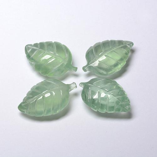 22.80 ctw Green Prehnite Gemstones, Prehnite Gems in Carved Leaf Shape for Sale.