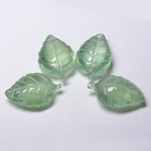 22.80 ctw Green Prehnite Stones, Natural Prehnite in Carved Leaf Shape for Sale