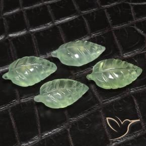 18.62 ctw Green Prehnite Stones, Natural Prehnite in Carved Leaf Shape for Sale