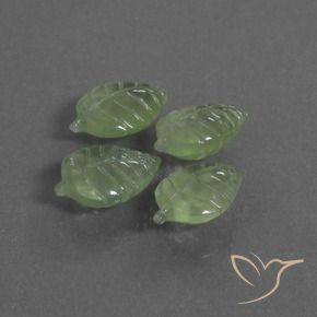 23.51 ctw Green Prehnite Stones, Natural Prehnite in Carved Leaf Shape for Sale