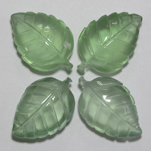 Verde cálido Prehnite Gema - 9.1ct Hoja tallada (ID: 455349)