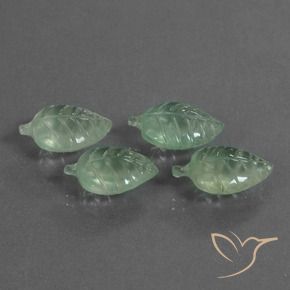 20.20 ctw Green Prehnite Stones, Natural Prehnite in Carved Leaf Shape for Sale