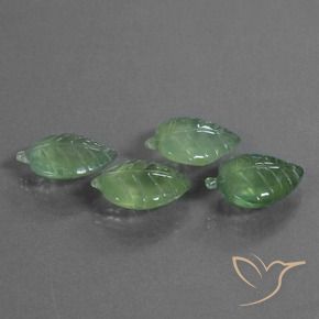 34.58 ctw Green Prehnite Stones, Natural Prehnite in Carved Leaf Shape for Sale