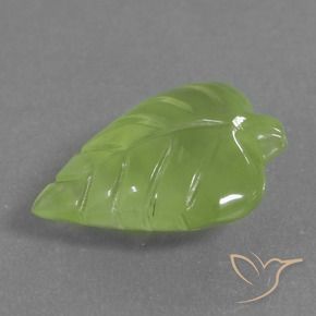 9.92 ct Green Prehnite Stone, Natural Prehnite in Carved Leaf Shape for Sale