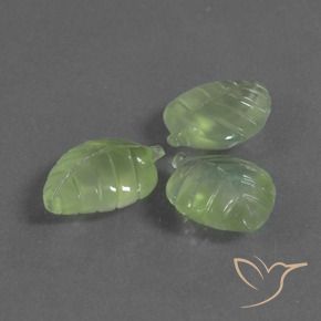 21.73 ctw Green Prehnite Stones, Natural Prehnite in Carved Leaf Shape for Sale