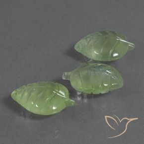 Prehnite Gemstones in 16.8 x 11.9 mm Size for Sale, Prehnite Stones in Pale Lime Green Color