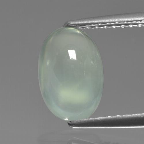 Very Light Sage Green Prehnite Gem - 2.3ct Oval Cabochon (ID: 458857)