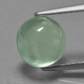 2.45 ct Green Prehnite Gemstone, Prehnite Gem in Round Cabochon Shape for Sale.