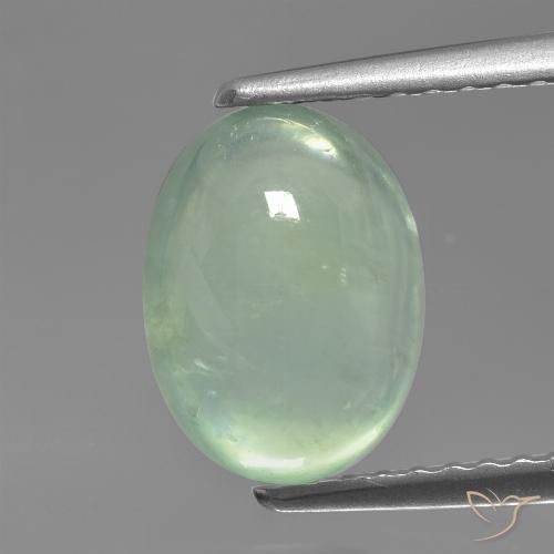 9,3 x 7mm Prehnite verde Ovale cabochon dal Sud Africa, peso di 2,73 ct, pietra preziosa naturale non trattati in purezza Translucent, Prehnite 1pz - il colore è Verde menta pallido, durezza Mohs di 6 - 6,5, Photo A
