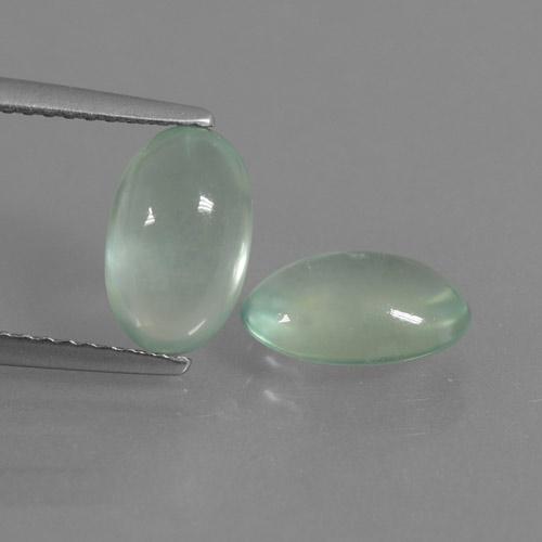 3.57 ctw Green Prehnite Gemstones, Prehnite Gems in Oval Cabochon Shape for Sale.