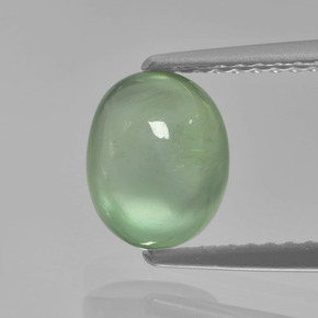 1.92 ct Green Prehnite Gemstone, Prehnite Gem in Oval Cabochon Shape for Sale.