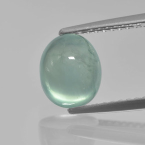 2.48 ct Green Prehnite Gemstone, Prehnite Gem in Oval Cabochon Shape for Sale.