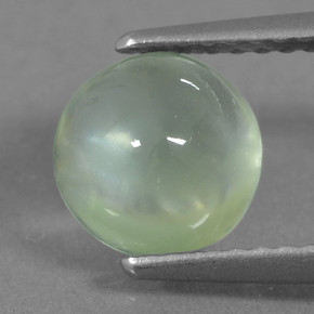 1.60 ct Green Prehnite Gemstone, Prehnite Gem in Round Cabochon Shape for Sale.