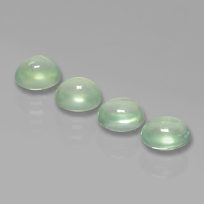 4.70 ctw Green Prehnite Gemstones, Prehnite Gems in Oval Cabochon Shape for Sale.