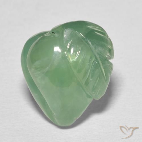 15.49 ct Green Prehnite Stone, Natural Prehnite in Carved Fruit Shape for Sale