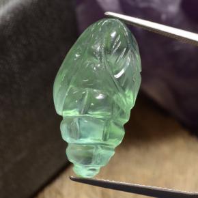20.96 ct Green Prehnite Gemstone, Prehnite Gem in Carved Fruit Shape for Sale.