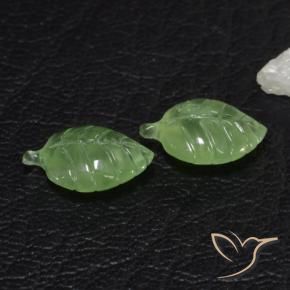 7.38 ctw Green Prehnite Stones, Natural Prehnite in Carved Leaf Shape for Sale