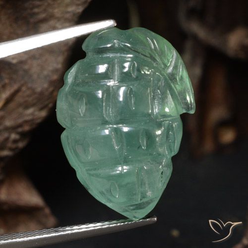 21.3x15 mm Carved Fruit Green Prehnite from South Africa, Weight of 19.26ct, Natural untreated gemstone in Translucent Clarity, 1pc Prehnite - the Color is Light Green, Mohs Hardness of 6 - 6.5, Photo A