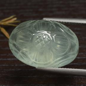 21.08 ct Green Prehnite Stone, Natural Prehnite in Carved Oval Cabochon Shape for Sale