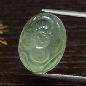 Pear Green Prehnite Gem - 16ct Carved Oval Cabochon (ID: 474443)