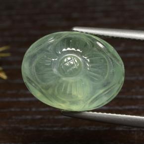 16.04 ct Green Prehnite Stone, Natural Prehnite in Carved Oval Cabochon Shape for Sale