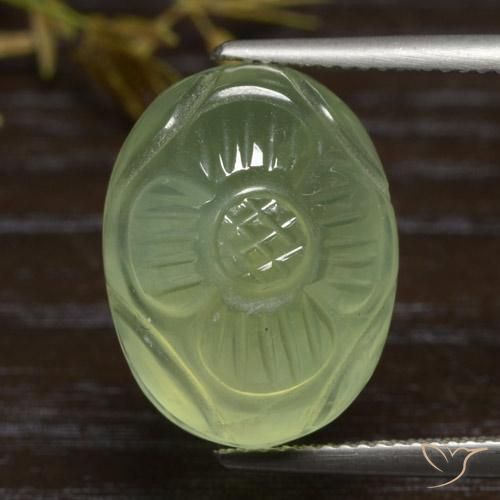 19.84ct Natural Yellow Green Prehnite, Oval, Translucent