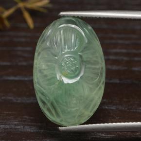 Light Mint Green Пренит Камень - 21.7ct Carved Oval Cabochon (ID: 474446)