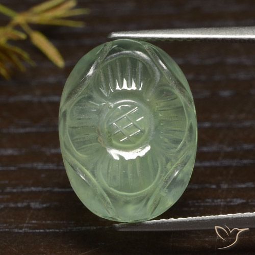 15.27ct Natural Warm Green Prehnite, Oval, Translucent