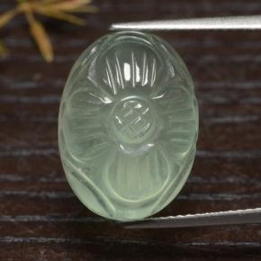 Menta verde Prehnite Gem - 16.6ct Carved Oval Cabochon (ID: 474449)