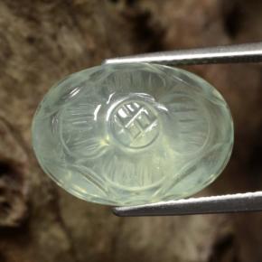 11.67 ct Green Prehnite Stone, Natural Prehnite in Carved Flower Shape for Sale