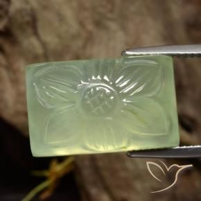 21.18 ct Green Prehnite Stone, Natural Prehnite in Carved Flower Shape for Sale