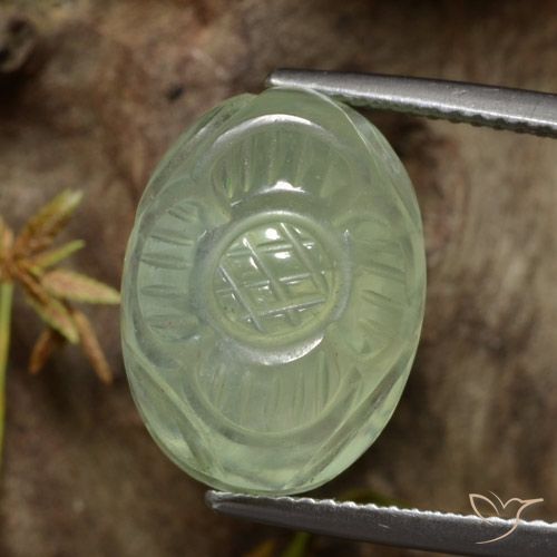 12.99ct Natural Light Green Prehnite, Flower Cut, Translucent, Photo A