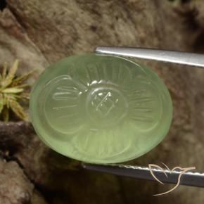 12.53 ct Green Prehnite Stone, Natural Prehnite in Carved Flower Shape for Sale