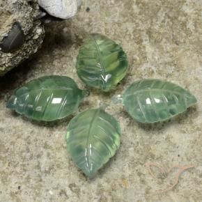22.38 ctw Green Prehnite Stones, Natural Prehnite in Fantasy Carved Leaf Shape for Sale
