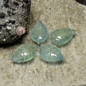 23.65 ctw Green Prehnite Gemstones, Prehnite Gems in Fantasy Carved Leaf Shape for Sale.