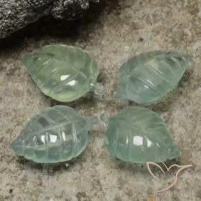 14.67 ctw Green Prehnite Stones, Natural Prehnite in Fantasy Carved Leaf Shape for Sale