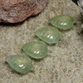 22.14 ctw Green Prehnite Stones, Natural Prehnite in Fantasy Carved Leaf Shape for Sale