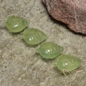21.50 ctw Green Prehnite Stones, Natural Prehnite in Fantasy Carved Leaf Shape for Sale