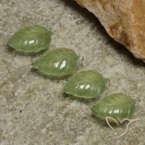 23.73 ctw Green Prehnite Stones, Natural Prehnite in Fantasy Carved Leaf Shape for Sale